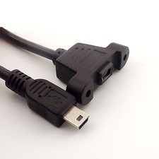 10x Mini USB 5 Pin Male to Female with Screw Hole Panel Mount Cable 50cm/1.5ft picture