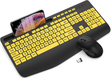 Wireless Keyboard and Mouse Combo - Large Print Ergonomic Keyboard with Wrist picture