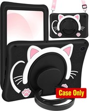 Samsung Galaxy Tab A9 Plus 11” Cute Black Cat Case with Rotating Handle & Strap picture