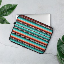 Western Serape Cow Print Laptop Sleeve, serape cow print laptop case picture