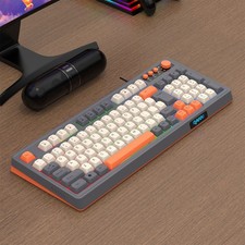 Wired Gaming Keyboard Rainbow RGB LED Backlit 98 Key PC Desktop with Volume Knob picture