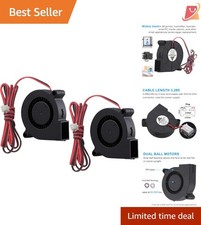 2-Pack 50mm x 15mm DC Blower Fan 12V Dual Ball Bearing Cooling Turbo for 3D P... picture
