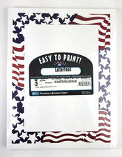 100 Sheets Patriotic Letterhead Printer Paper Stars & Stripes 8.5x11 24/60LB picture