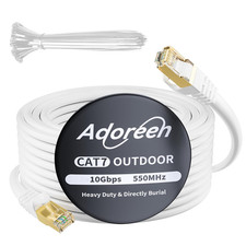 Cat 6E Cat 7 Outdoor Ethernet Cable 100 FT White, High Speed Shielded picture