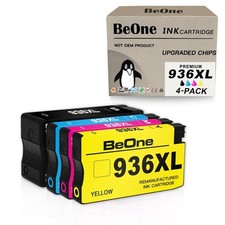 BeOne 936XL Ink Cartridge with Chip for HP OfficeJet Pro 4-Pack (Black, Cyan picture