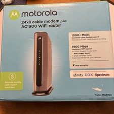 Motorola MG7700 24x8 Cable Modem and AC1900 WiFi Router Used picture