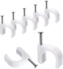 100 Pcs Cable Clips 10mm Wire Wall Holders with Steel Nails for Cord Management picture