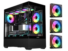 SAMA SV02BK SV02 Mid Tower PC Case with ARGB Fans and Tempered Glass Black picture
