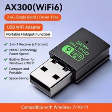 AX300 WiFi 6 USB Adapter 2.4GHz Driver Free Wireless Dongle for PC Laptop picture