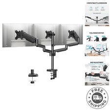 Adjustable Triple Monitor Stand for Ergonomic Setup - Easy C-Clamp Installation picture