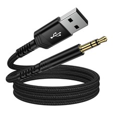 USB to 3.5mm Audio Aux Cable, 3FT Male AUX Jack Adapter TRS Black  picture