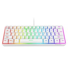 White 60% Wired Gaming Keyboard 61 Keys RGB Backlit Wrist Rest Waterproof picture