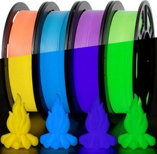 3D Printer Filament Bundle, Glow in the Dark Filament Orange, Green, Blue, and P picture