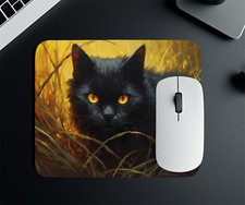 Dark Spooky Night Scary Black Cat Mouse Pad 9.5