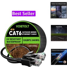 Cat 6 Outdoor Ethernet Cable 200 ft, 24AWG 10Gbps Cable Cord Waterproof Direc... picture