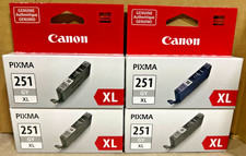 Set of 4 Genuine Canon 6452B001 / CLI-251XL Gray Inks for MG5420, MG5520 picture