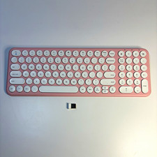 Pink/White Wireless Full Size USB Receiver Keyboard QWERTY English Num Pad. picture