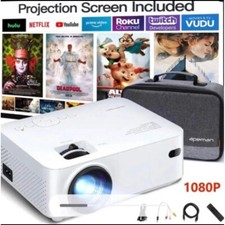 APEMAN Mini Projector 1080P LCD Display 200'' Portable Video Projector, Screen I picture