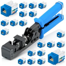Everest easyJACK Cat6 Keystone Jack Punch Down Tool 20 Pack Blue Slim Profile picture