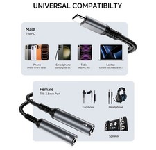 ZOOAUX PRO USB C to 3.5mm Headphone Splitter, Type C Dual Light Gray  picture