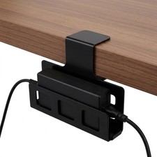 No Drill Clamp On Desk Side Mount for Laptop Power Charger (Black) picture