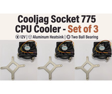 Cooljag Socket 775 CPU Cooling Fan Aluminum Heatsink 12V JYCC501A-B1 Set of 3 picture