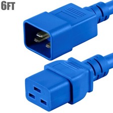 6FT Power Extension Cord Cable IEC 60320 C20 Male to C19 Female 12AWG 20A Blue picture