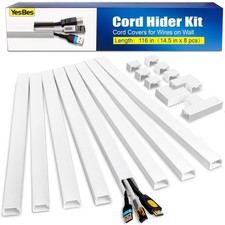 116in Cord Hider Kit, Cord Covers for Wires on Wall, Paintable Cable Ra picture