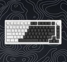 Double Shot PBT Keycap Set White Black Topographic 60-100 Percent Shine picture