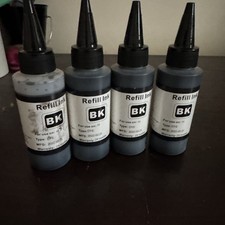 4 X Refill Ink 100 ML Pack Black - 3 New 1 Used picture