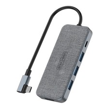USB C Hub, ZSIMC 7-in-1 Docking Station Multiport Adapter with 4K Grey Fabric picture