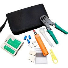 9 Piece RJ45 Crimping Tool Kit with Case CAT5/6 Lan Cable Network Tester Repair picture