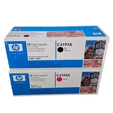 HP Color LaserJet Toner Cartridges C4191A Black C4193A Magenta 4500 4550 Lot  2 picture