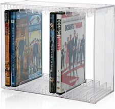 Stackable Clear Plastic DVD Organizer with Rubber Feet | Rectangular Holder Perf picture