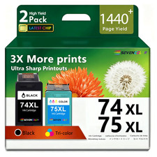 74XL 75XL High Yield Ink Cartridges Combo Pack (2-Pack, 1Black/1Tri-Color) picture