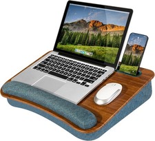 LAPGEAR 17.3-inch Laptop Lap Desk with Pillow, Wrist Rest  Storage - Espresso picture
