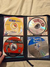 Vintage 1990s PC CD-ROM Software Lot 30+ Games Educational Case Logic Binder picture