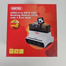 NEW UNITEK Y-1074 USB 3.0 to SATA HDD Docking Station OTB 3-Port Hub 2.5/3.5... picture