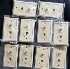 LOT OF 10 🔥CZ Labs Dual Outlet Coax Cable F81 Ivory & RJ11 Telephone Wall Plate picture