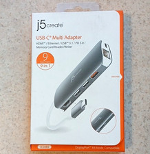 j5create JCD383 9-in-1 USB-C Adapter HDMI Ethernet USB 3.1 PD Card Reader picture