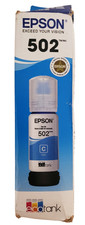 Epson 502 Cyan Dye Ink Bottle 70ml With Deformed Box Exp: 02-2030 04-2030 picture