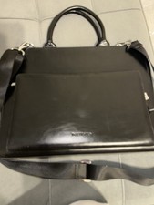 Bostanten Black Leather Briefcase for 15