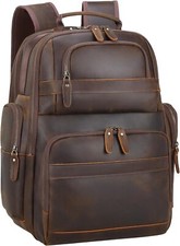 TIDING Men's Vintage Leather Backpack 15.6