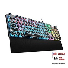 F2088 Typewriter Style Mechanical Gaming Keyboard Black | Clicky Blue Switches picture