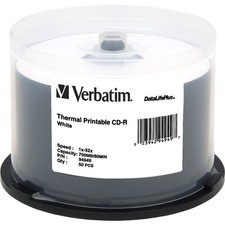 Verbatim Americas Llc 94949 Cd-R 700Mb 52X White Thermal Printable 50Pk Spindle picture
