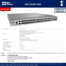 Cisco Nexus N3K-C3524P-10GX 48 Ports Gigabit Switch W/Dual Power - Same Day Ship picture