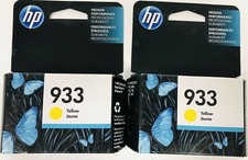 2 HP 933 Yellow CN060AN OEM Ink Cartridges New Sealed in Box Expired 2016/17/18 picture