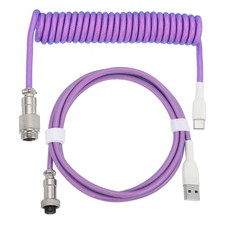10 ft Coiled Keyboard Cable Type-C to USB Aviation Cable Purple picture