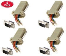 4 Pack - DB9 Male to RJ45 Modular Extender Converter 8P8C Adapter Connector v2 picture