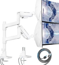 Vertical Dual Monitor Mount for 17-49 Inch Ultrawide Heavy Duty Curved white  picture